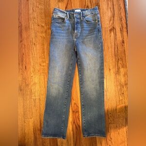 Good American women’s  always fits Classic Blue Straight Jeans